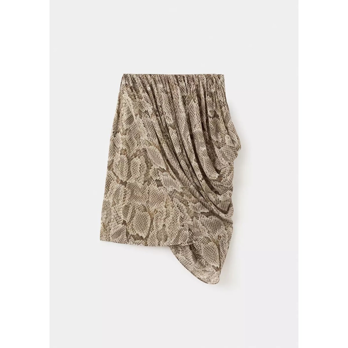 Jupe midi en imprimé animal kaki, MANGO