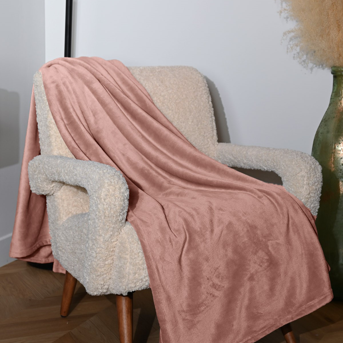 Plaid polaire extra doux et chaud KOMO poudre, SENSEI MAISON