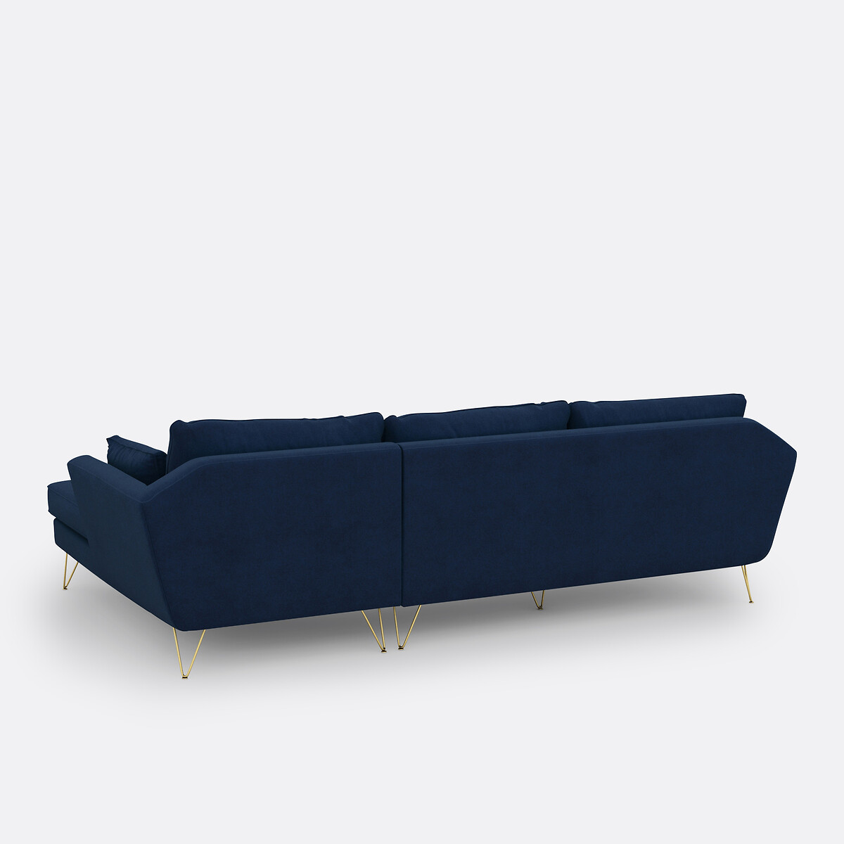 Canapé d’angle velours d'angle, fixe, Topim bleu nuit, LA REDOUTE INTERIEURS
