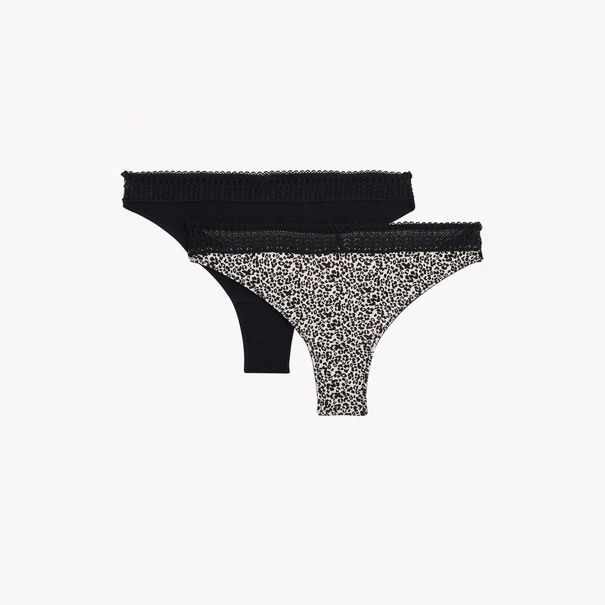 LOT DE 2 TANGAS COTON multico noir, ROUGEGORGE LINGERIE