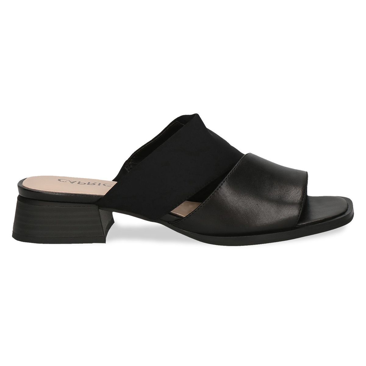 Mule talon bloc noir zèbre, CAPRICE