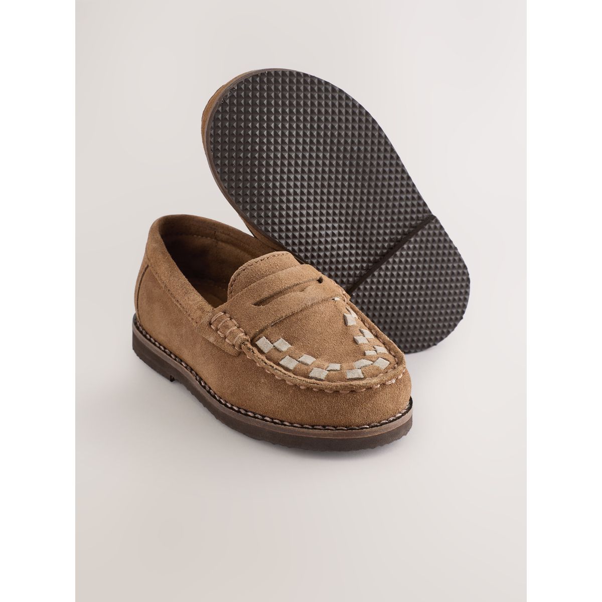 Mocassins en cuir marron fauve, NEXT