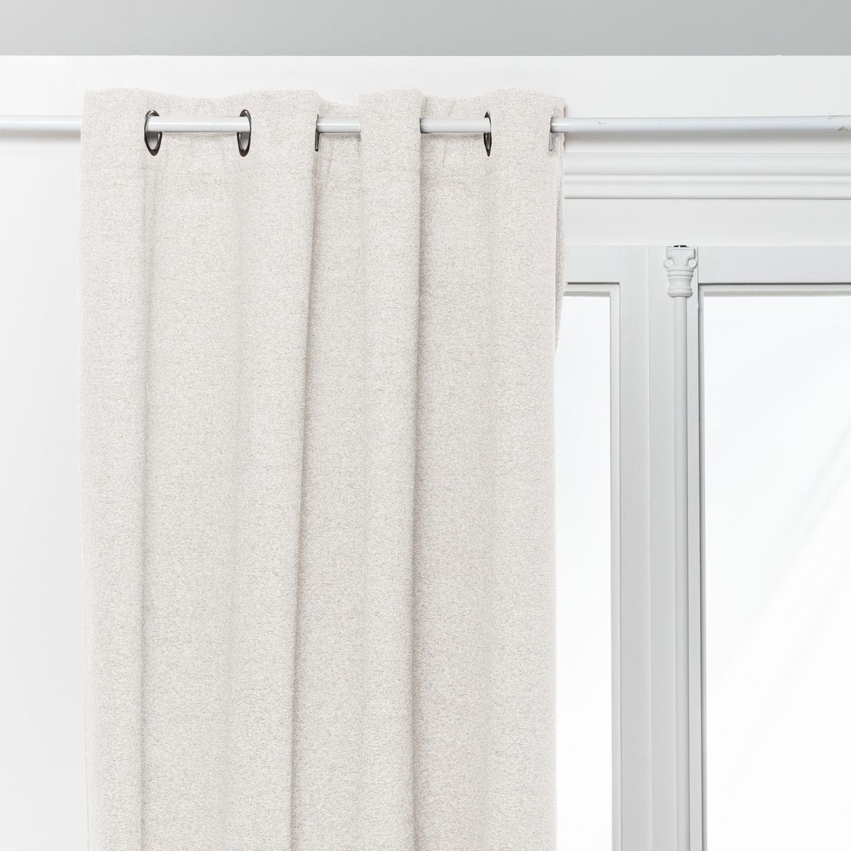 Rideau effet bouclette isolant et occultant SOANA blanc, ATMOSPHERA