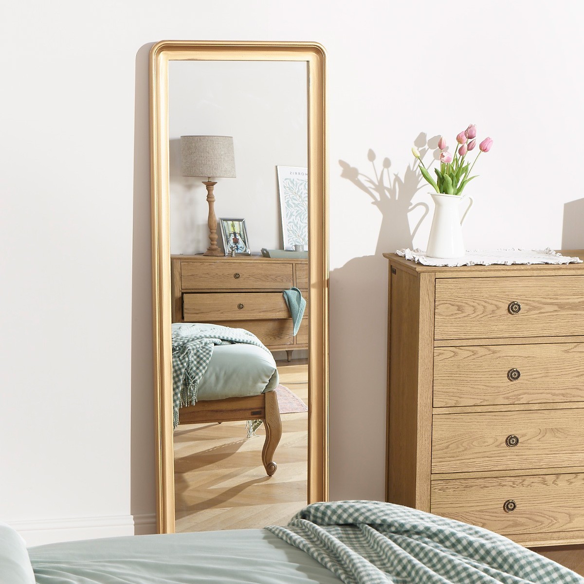 Miroir 180x61 cadre en pin HELENE or, ROBIN DES BOIS