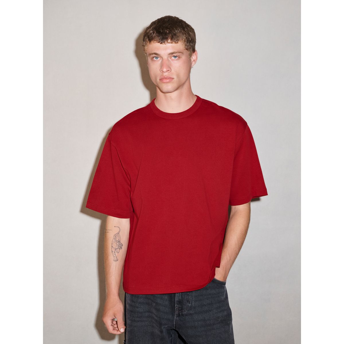 T-shirt droit en tissu épais edit rouge, NEXT