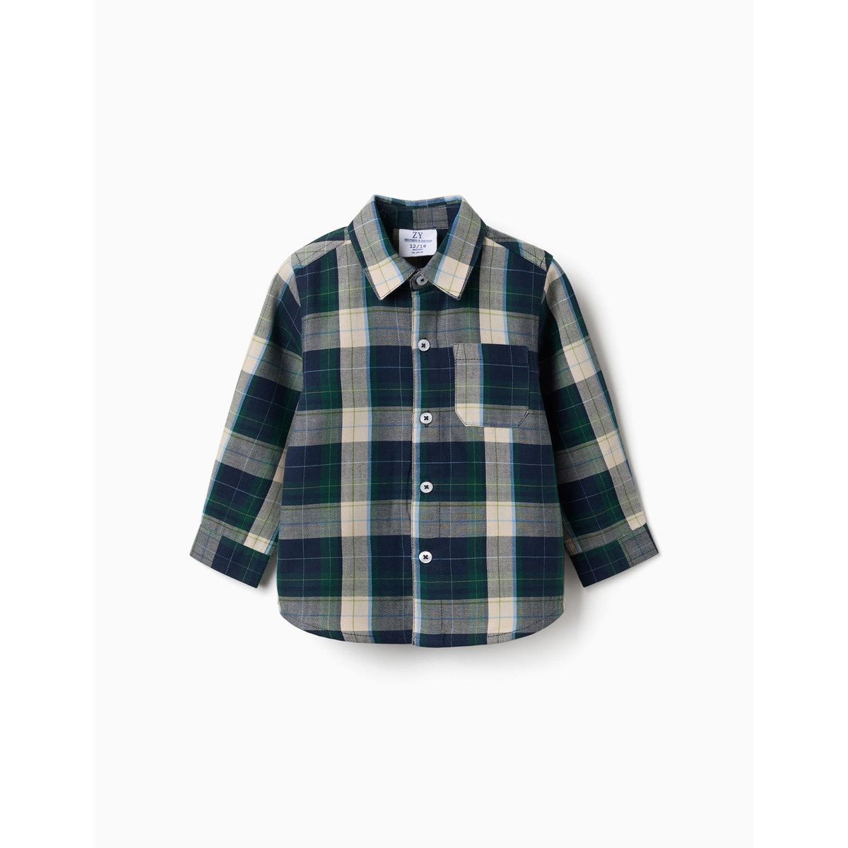 Chemise en coton à manches longues à carreaux B&S bleu foncé, ZIPPY