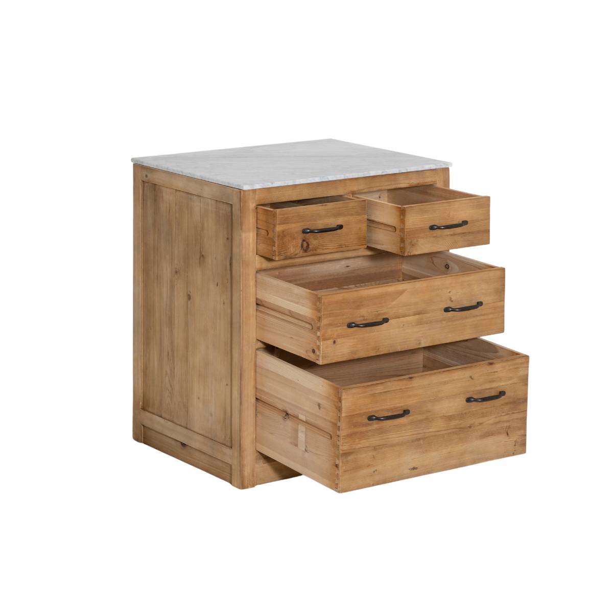 Meuble bas de cuisine en bois recyclé EPURE bois clair, MADE IN MEUBLES