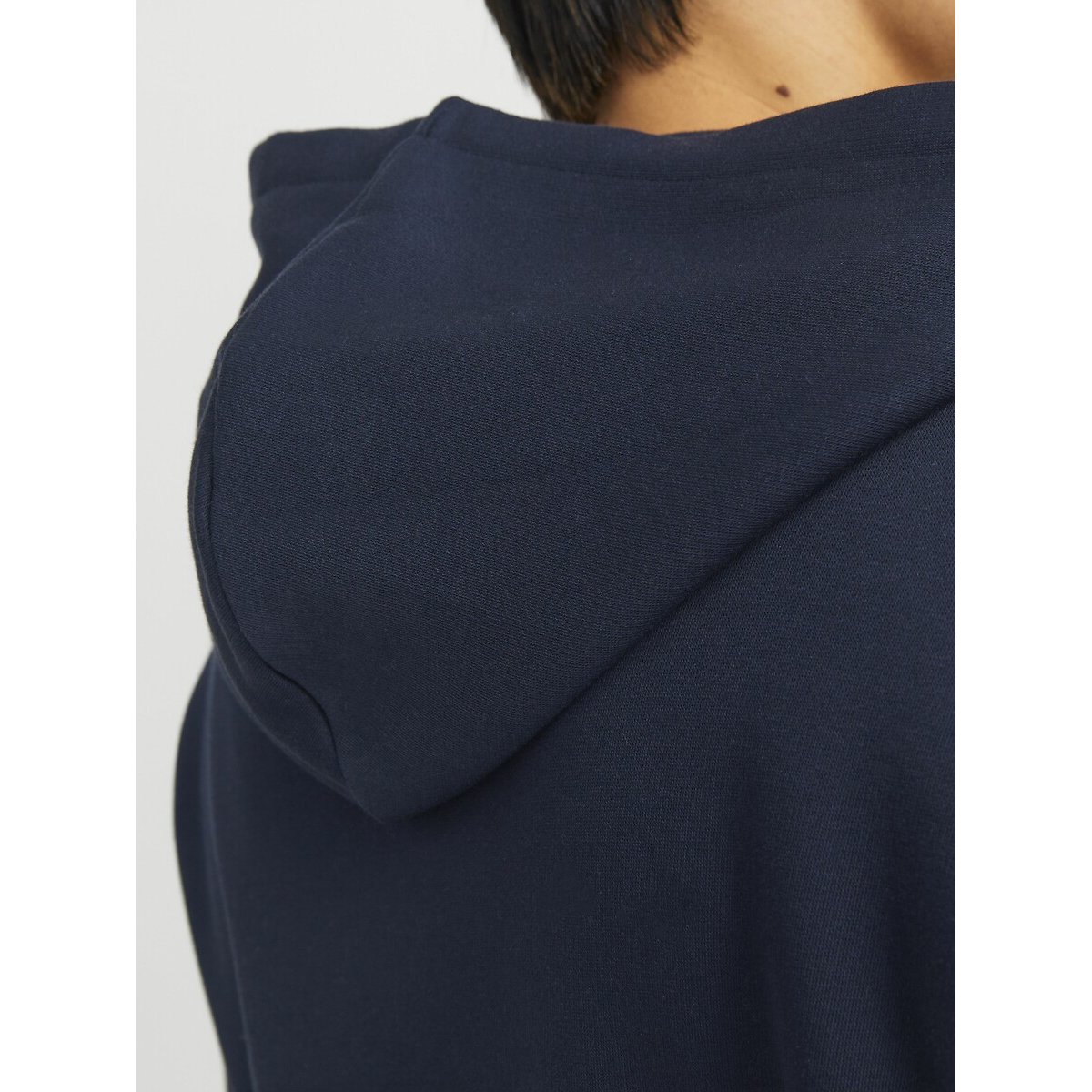 Sweat droit à capuche à logo bleu foncé, JACK & JONES