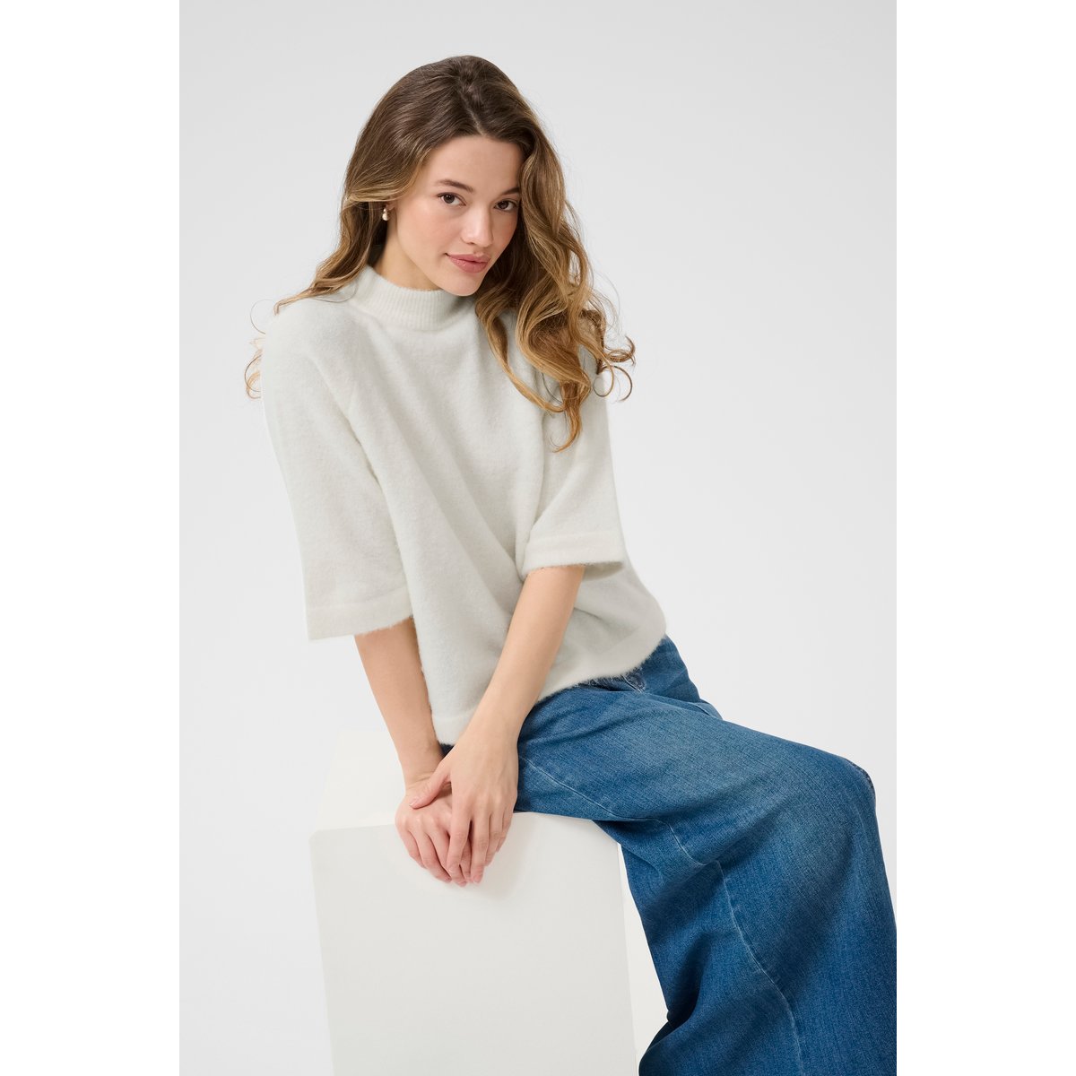 Pullover tricoté blanc chalk cc., KAFFE