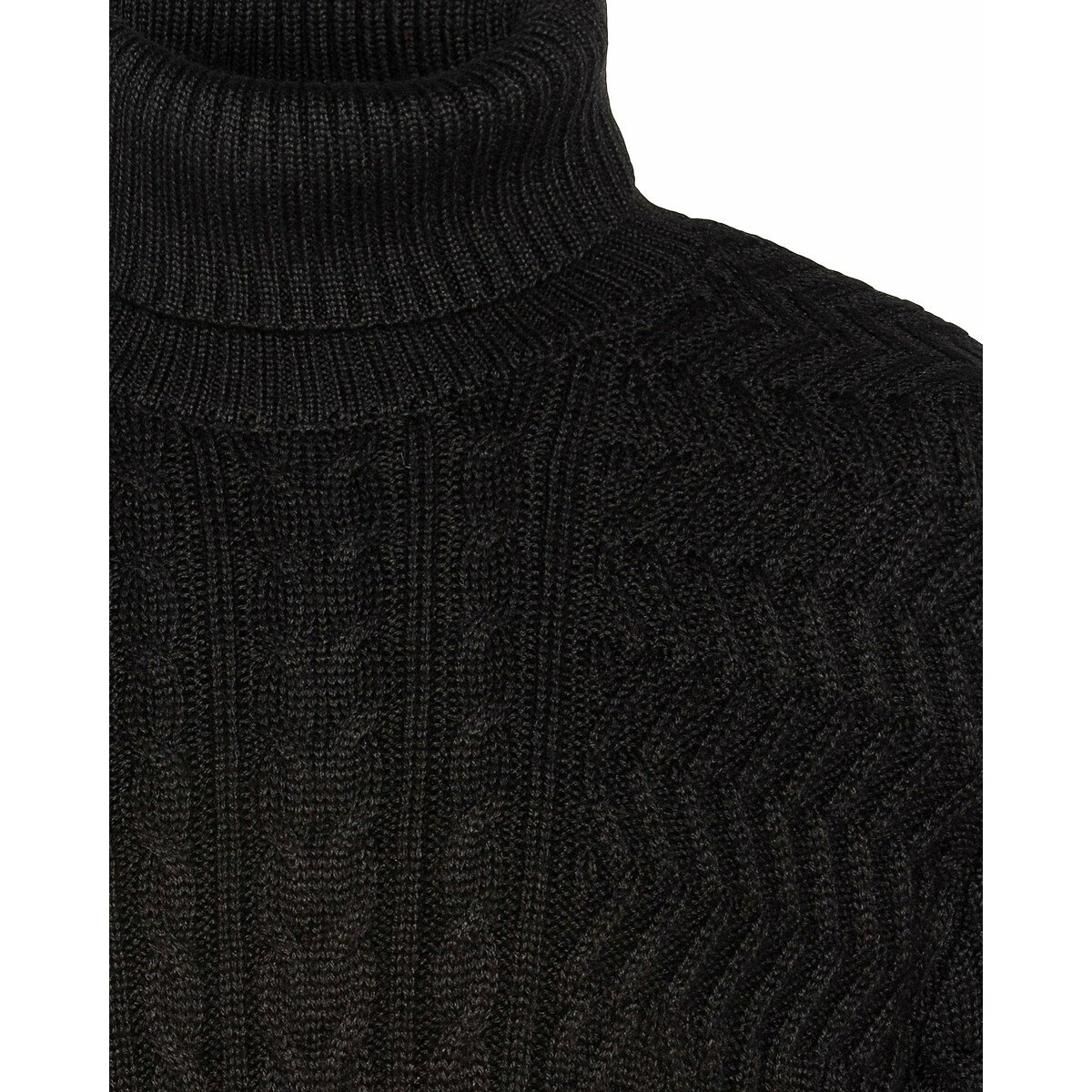 Pull Keth 2 col roulé torsadé noir, SCHOTT