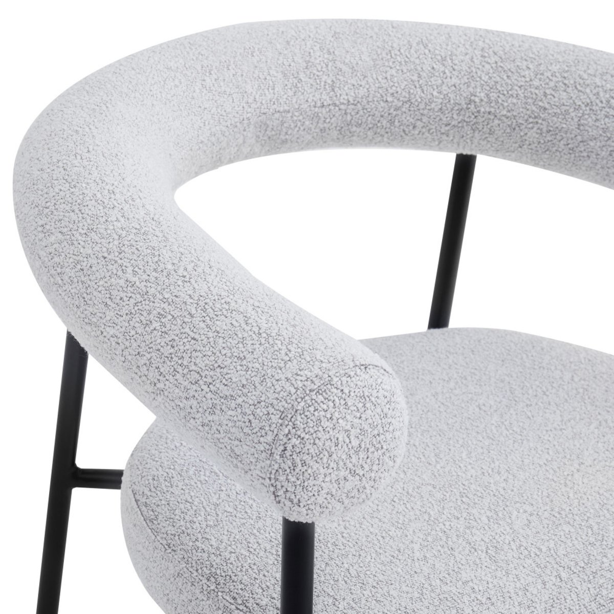 Lot de 2 fauteuils de table en tissu bouclette et métal- OLYMPE écru chiné, DRAWER