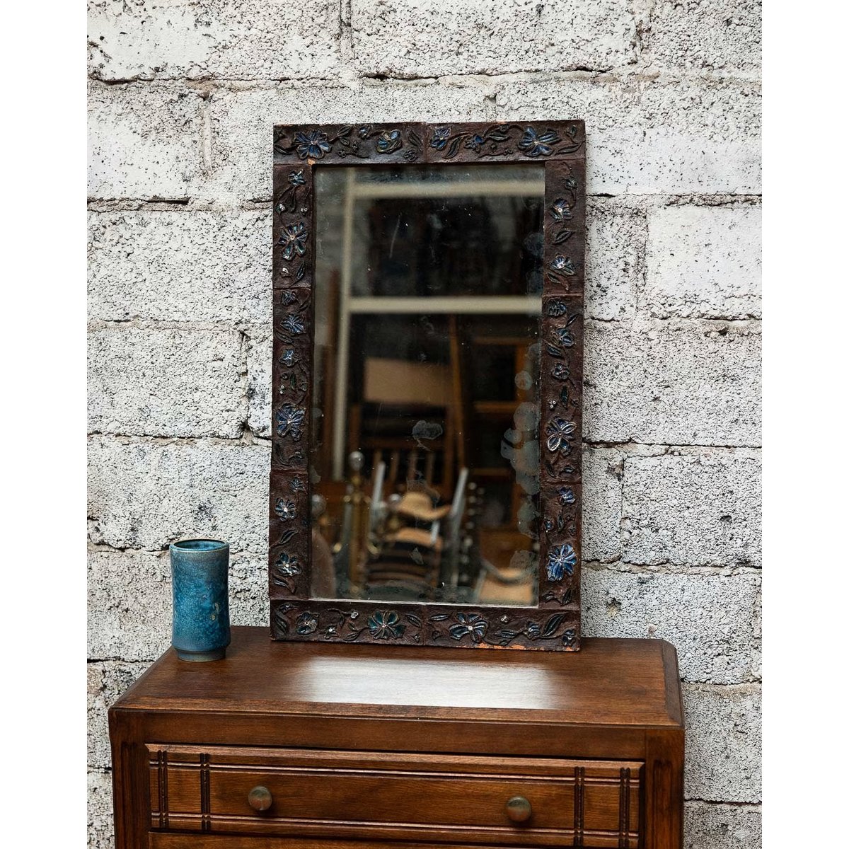 Miroir en céramique Georges N°1362 - Bon état gris, DEBONGOUT