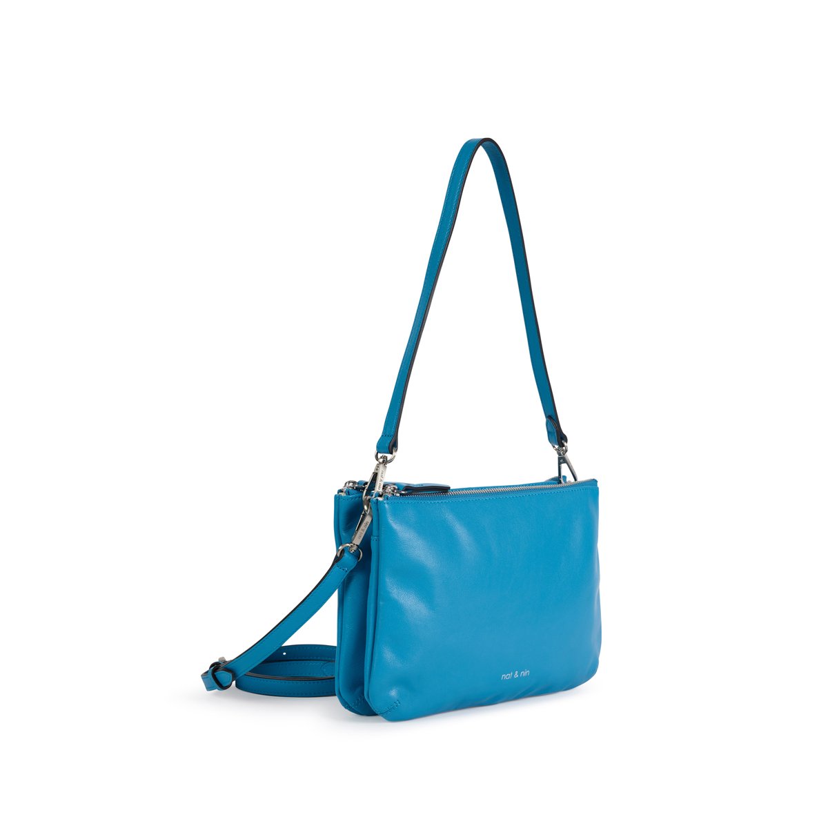 Sac à bandoulière en cuir BILLY turquoise, NAT & NIN