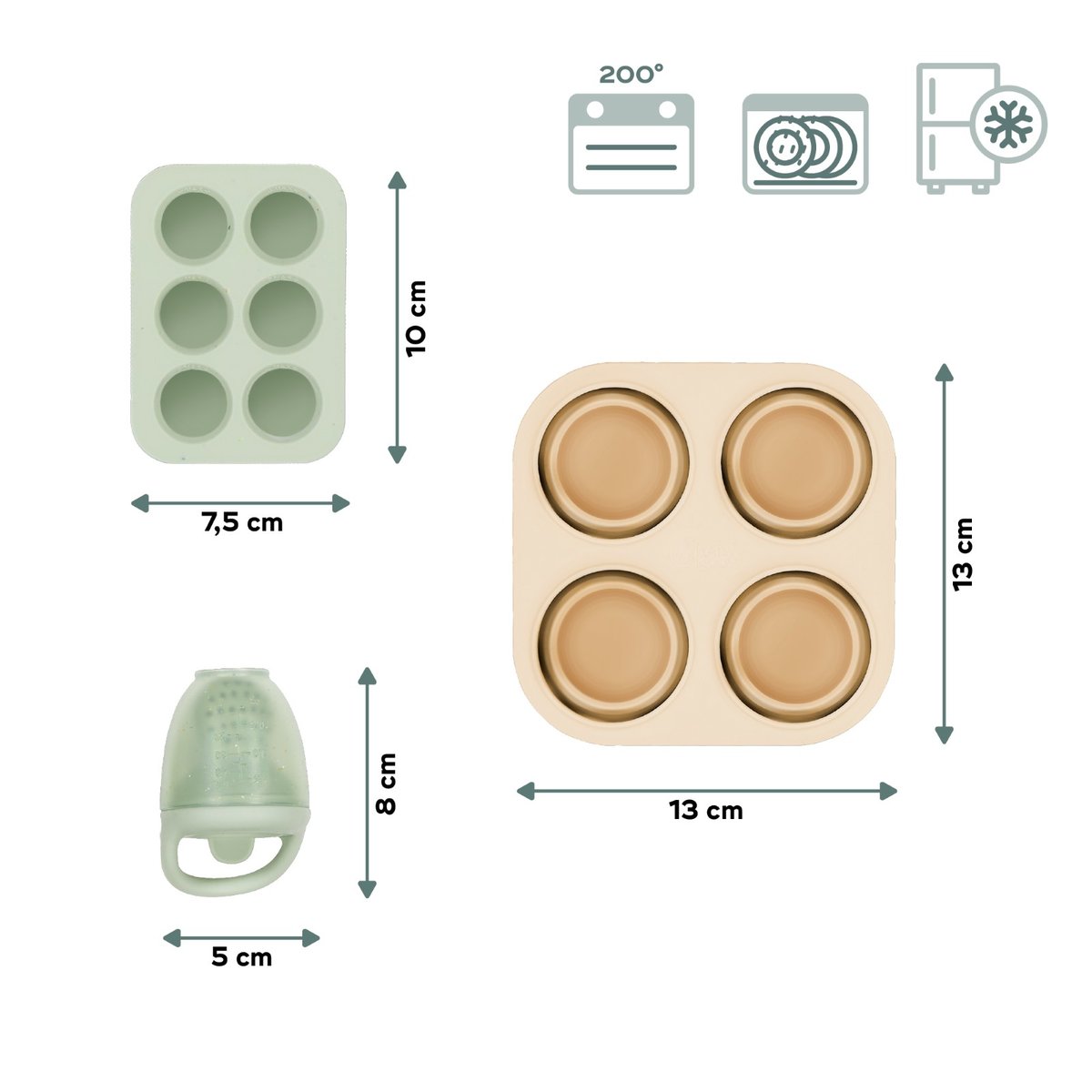 Set contenants silicone & grignoteuse multicolore, BABYMOOV