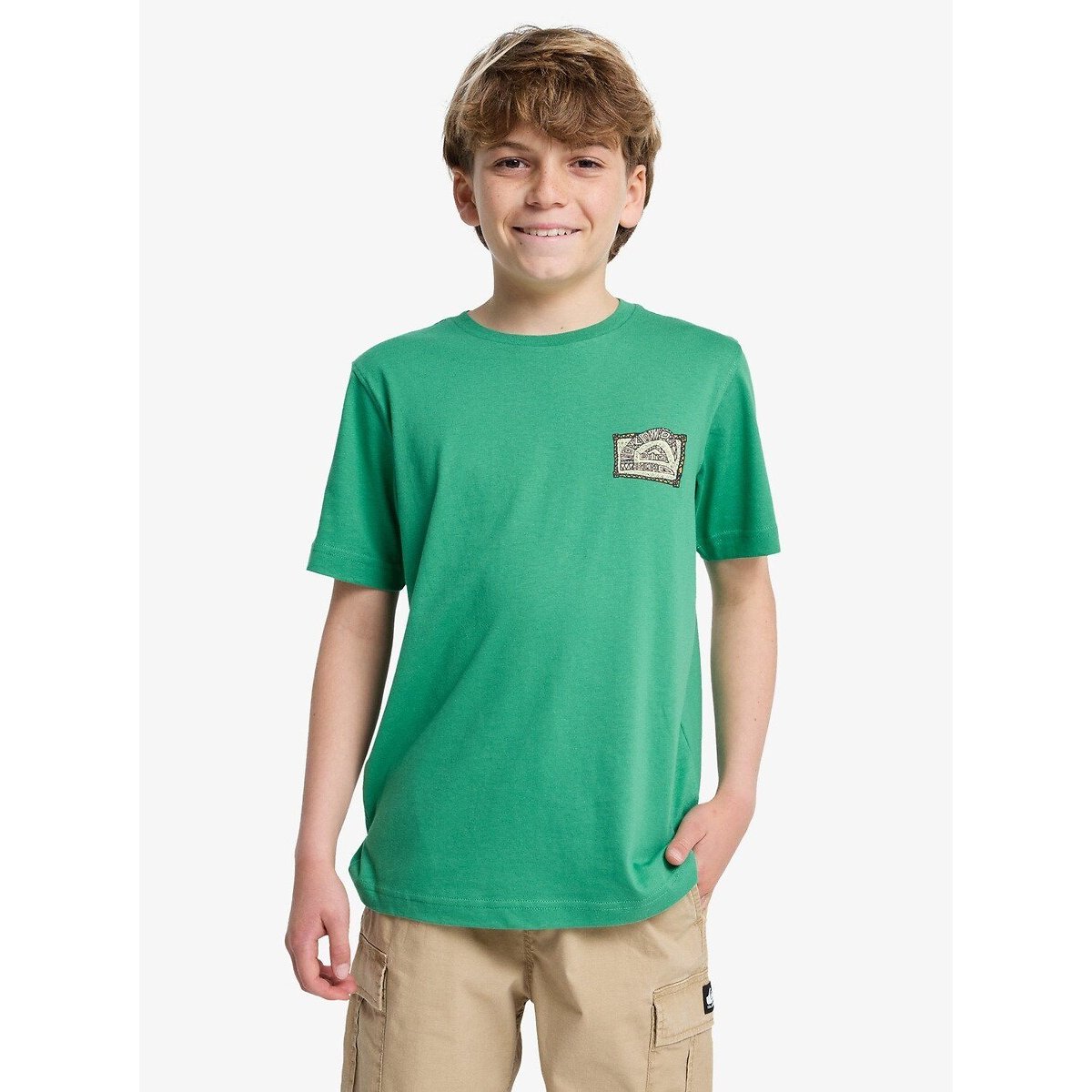 T-shirt manches courtes, imprimé devant et dos vert, QUIKSILVER