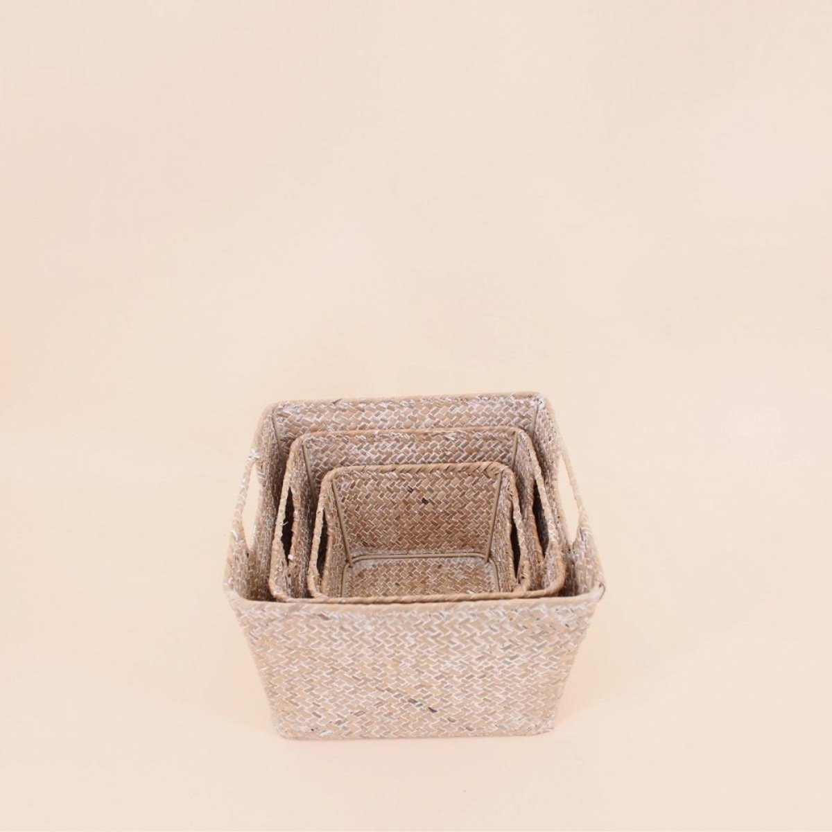 Lot de 3 paniers en fibre naturelle naturel, AZAO