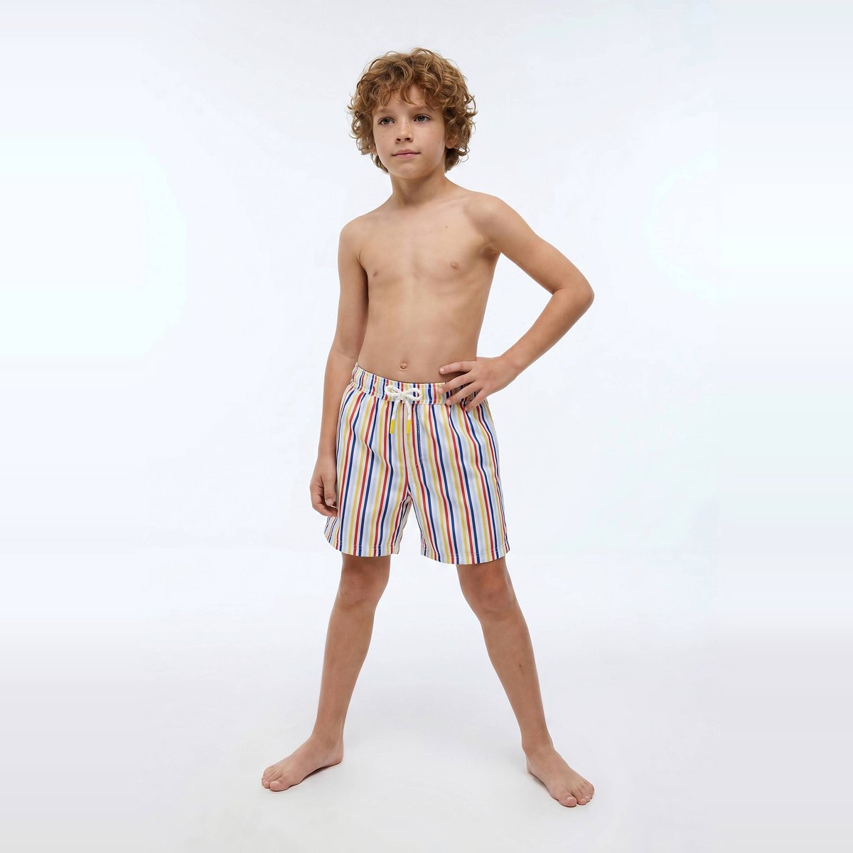 Short de bain rayé ecru, MONOPRIX
