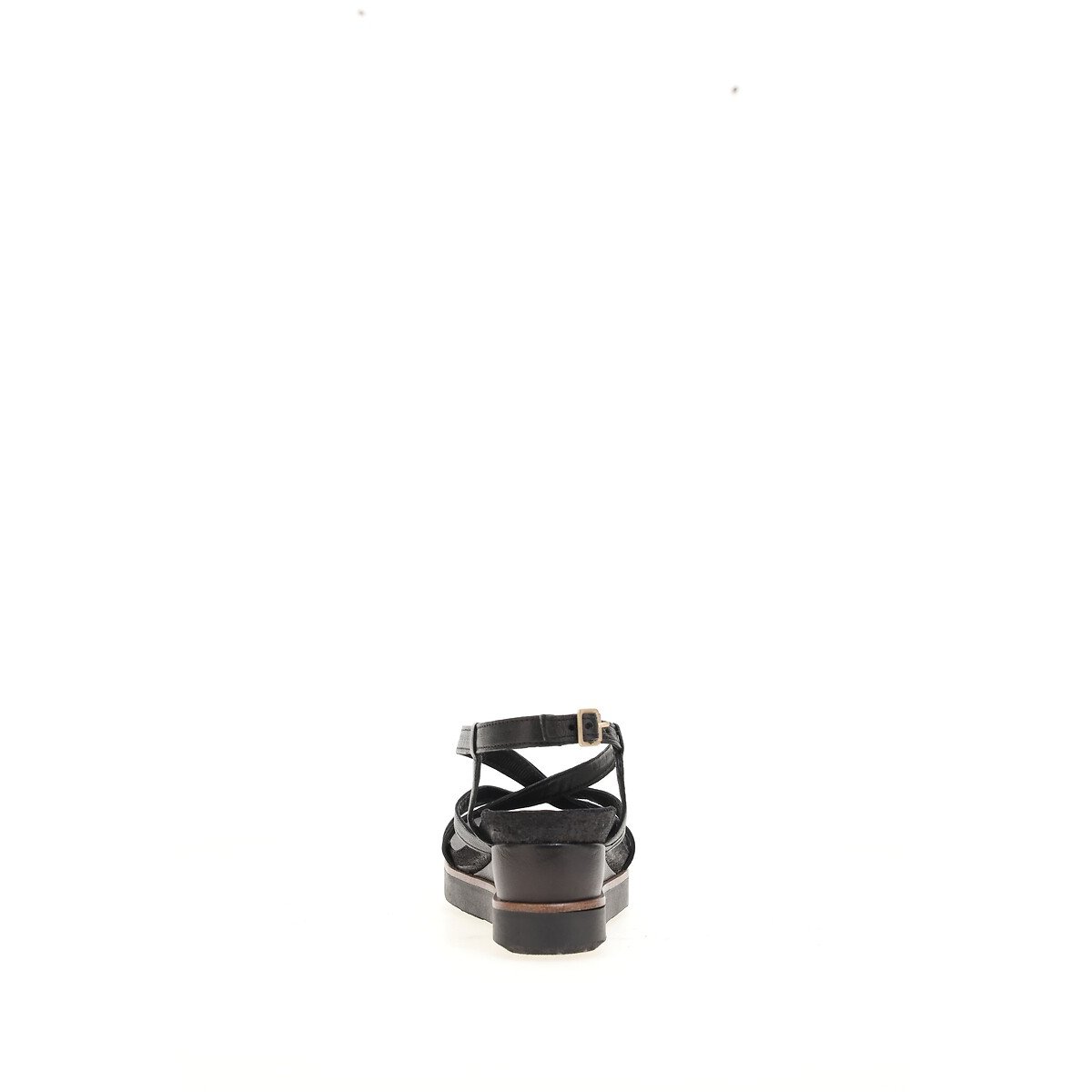 Sandales compensées en cuir noir, MJUS