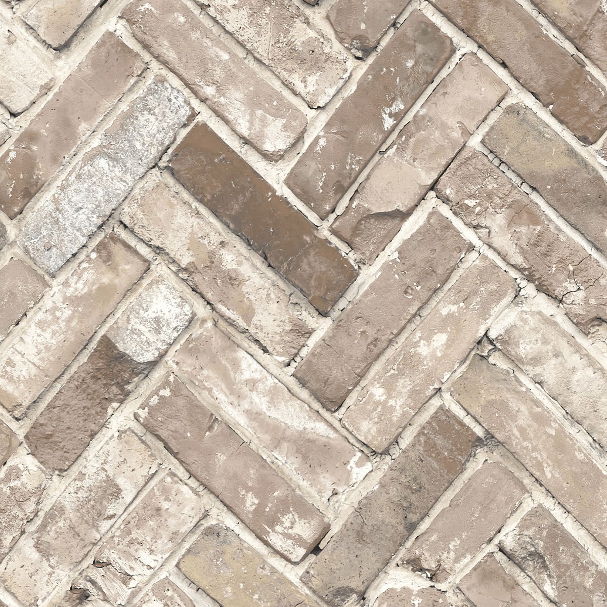 Papier peint trompe l'œil brique chevron gris, HEXOA