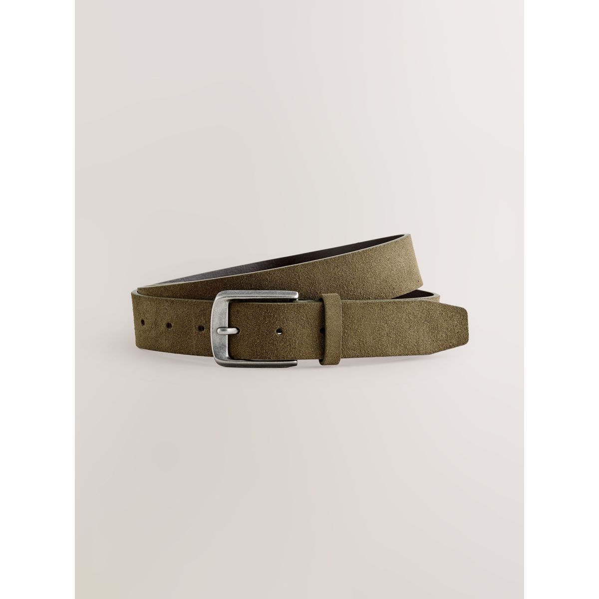 Pantalon en lin et coton à ceinture cuir gris clair, NEXT