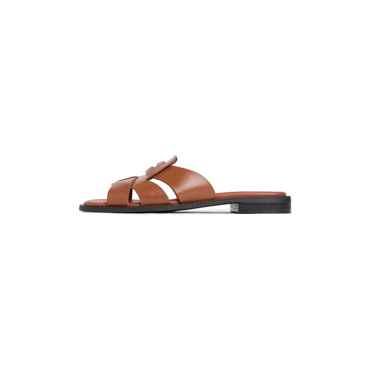 Flat Leather Mules cognac, TOMMY HILFIGER
