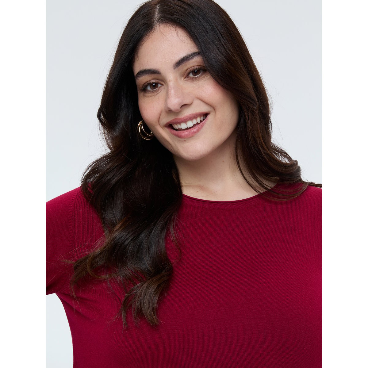 Pull ras-du-cou en mélange viscose rouge, FIORELLA RUBINO
