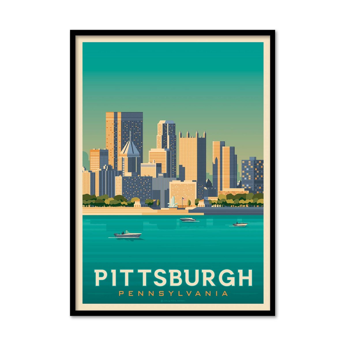 Affiche d'art - Pittsburgh - Olahoop Travel Posters couleur unique, WALL EDITIONS