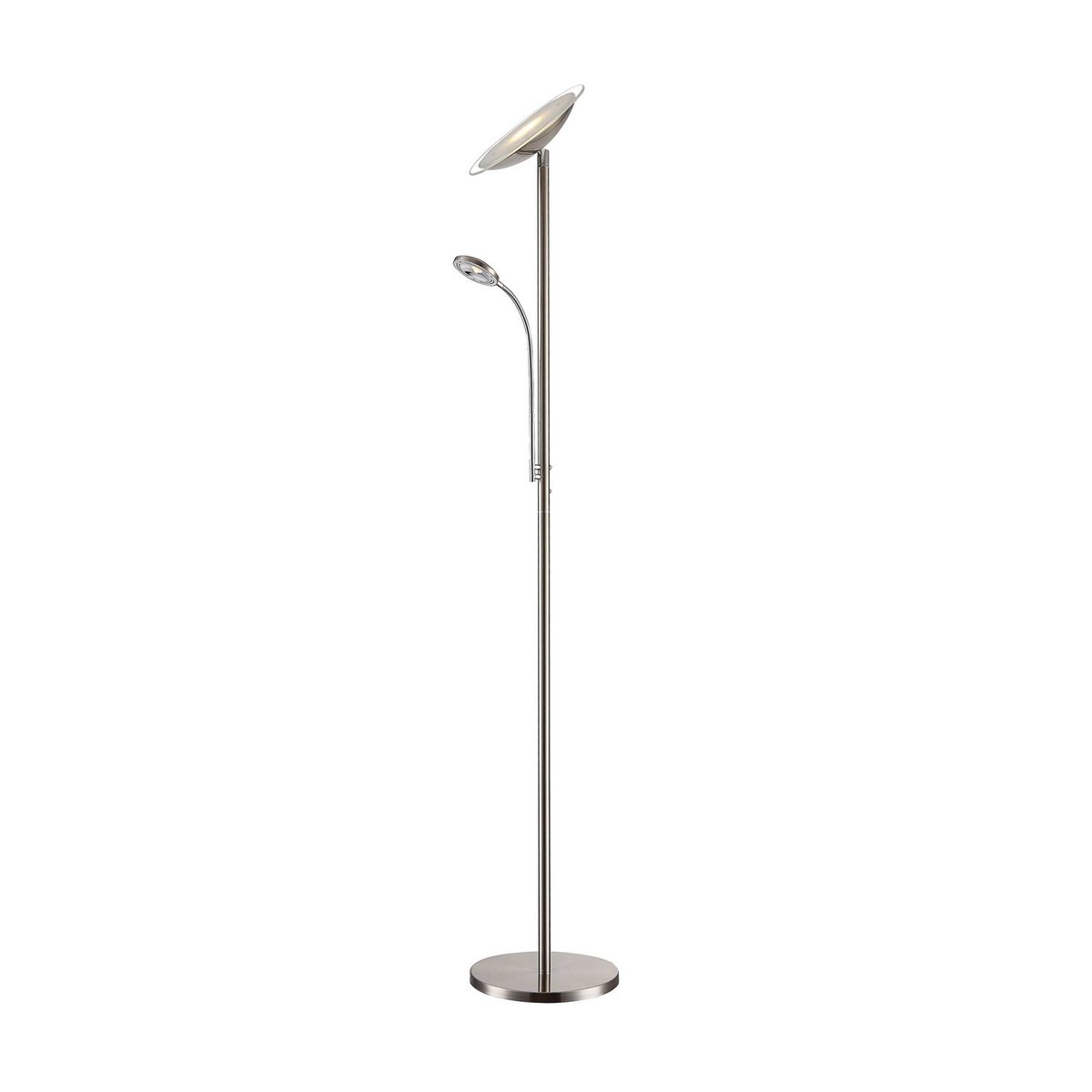 Lampadaire en métal moderneLED, Malea nickel mat, chrome, LINDBY