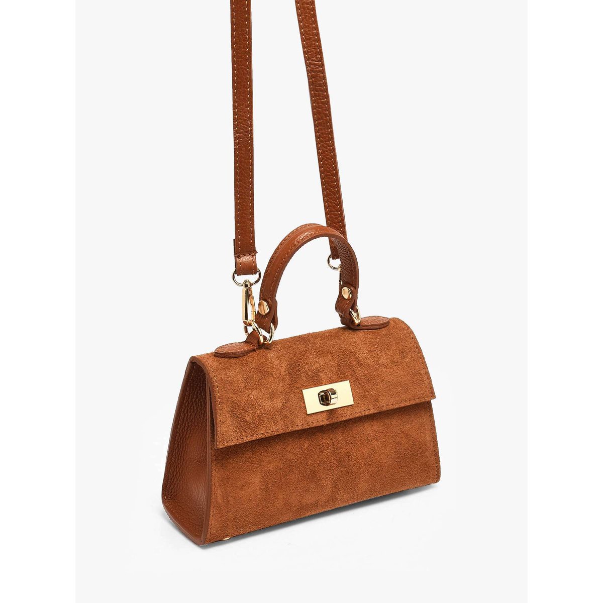 Sac porté épaule Velvet caviar cuir cuoio scuro, MILANO