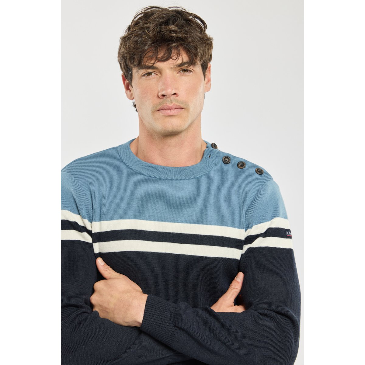 Pull rayé - laine marine deep/ bleufin/ natu, ARMOR-LUX