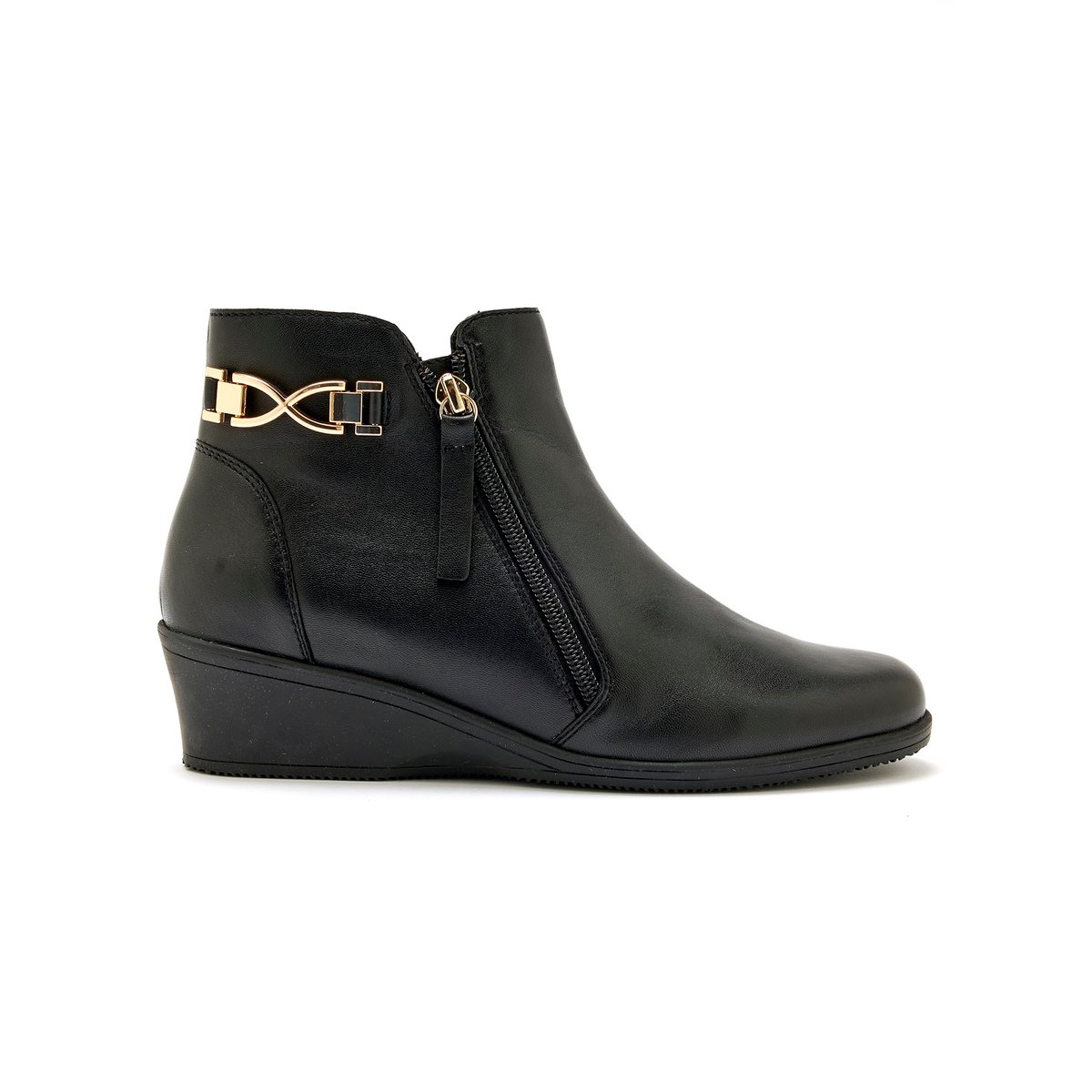 Boots double zip semelle amovible noir, PEDICONFORT