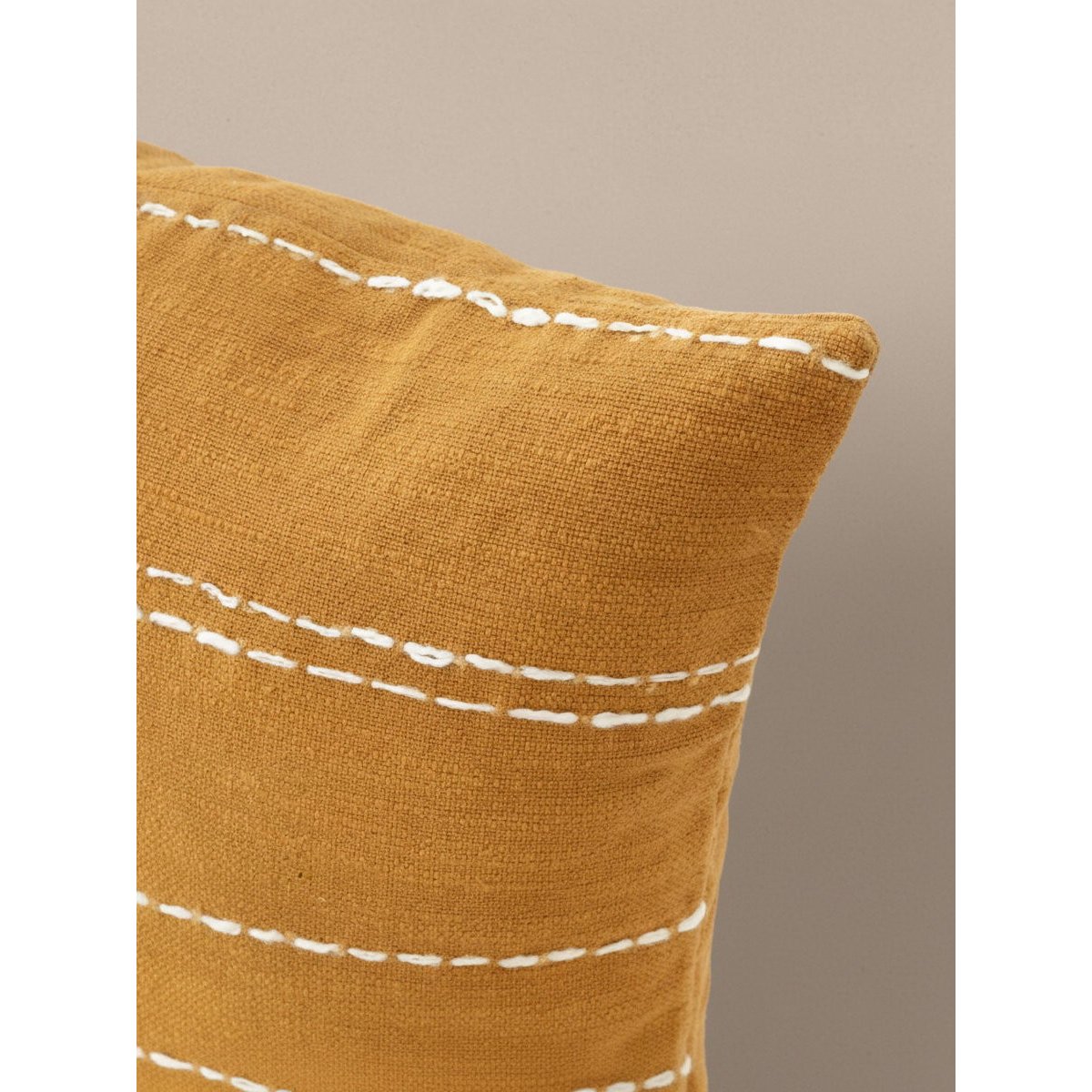 Coussin 100% Coton Rayures -SIA moutarde, KENAY