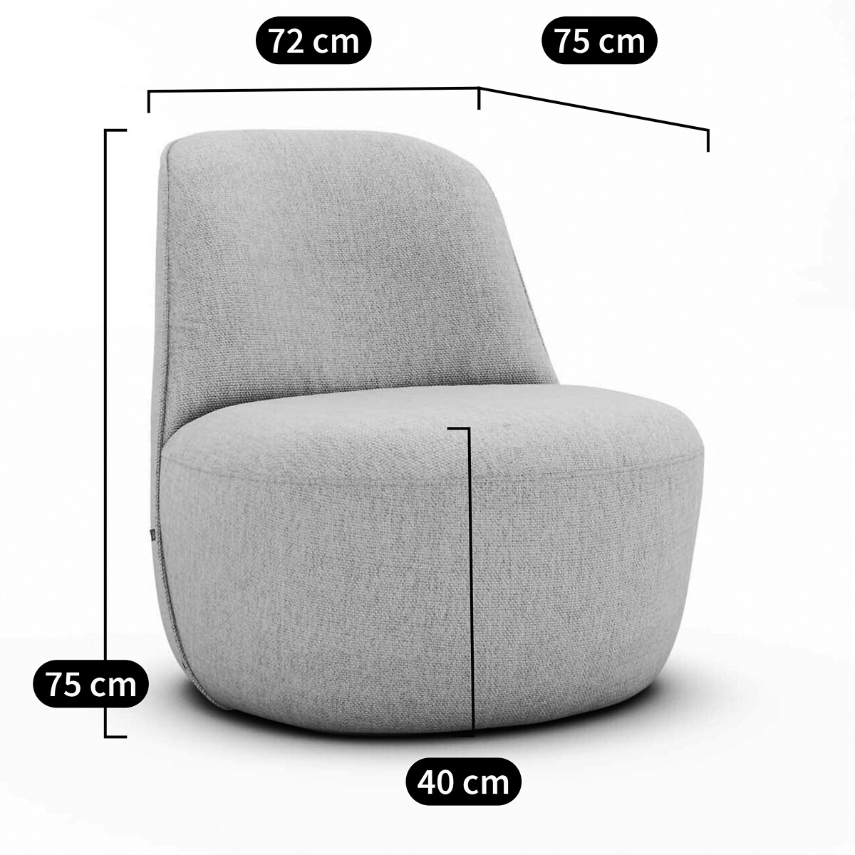 Fauteuil pivotant chenille recyclée, ROSEBURY craie, EMMANUEL GALLINA X AM.PM