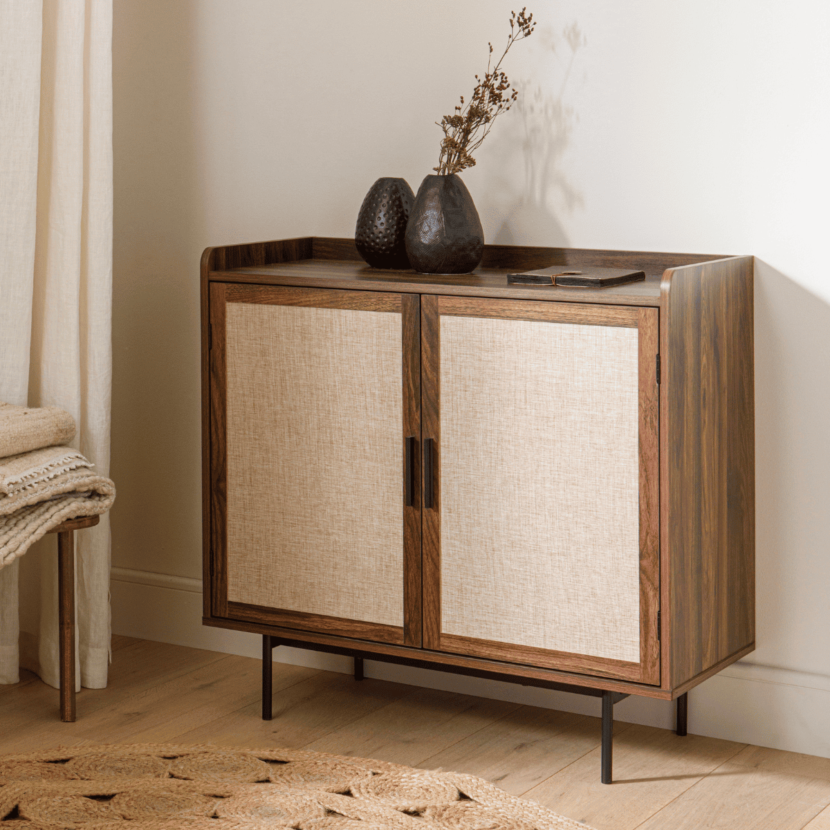 Buffet 2 portes décor noyer JETSON bois foncé, CALICOSY