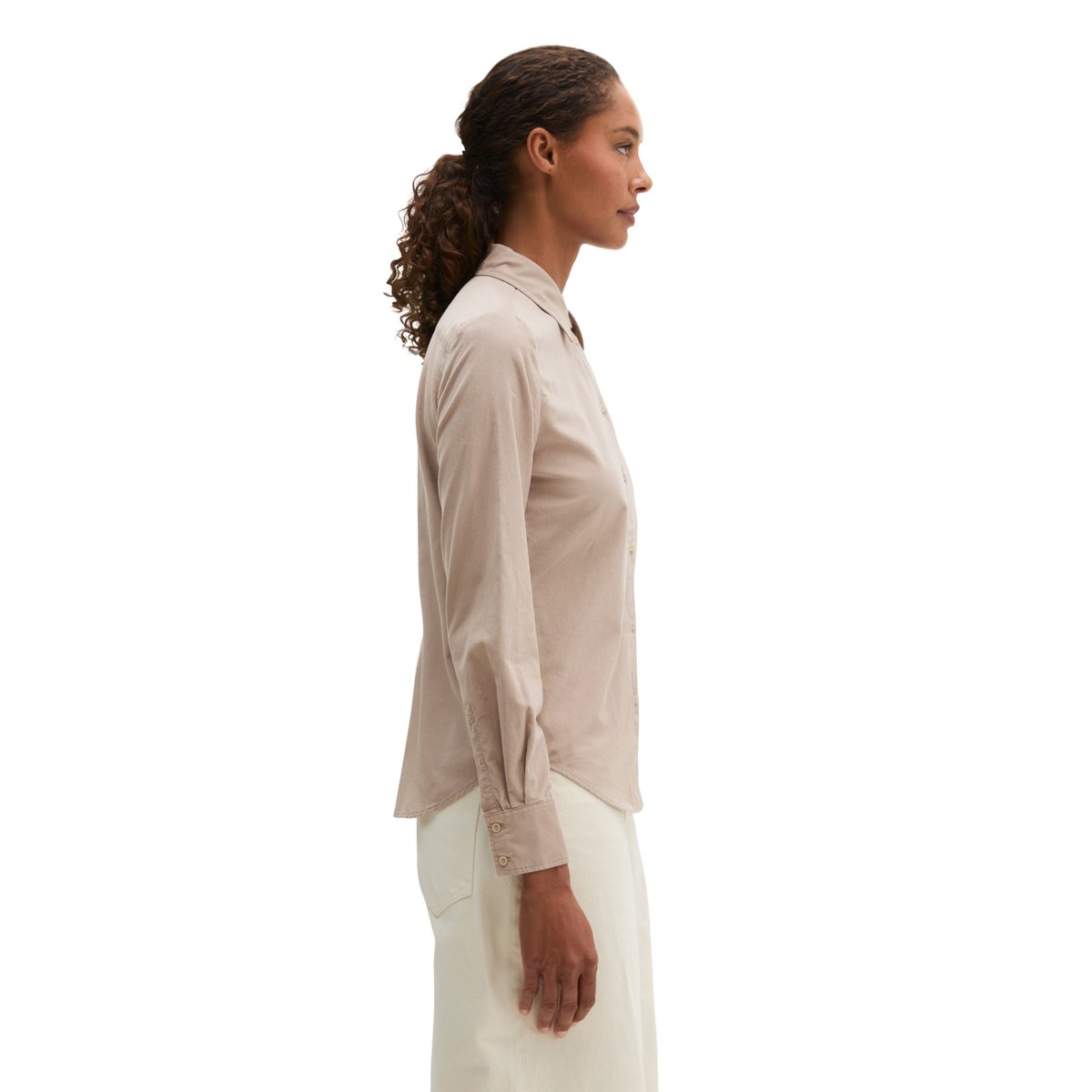Blouse en velours ajustée en mélange de coton organique et de viscose gris clair, MARC O'POLO