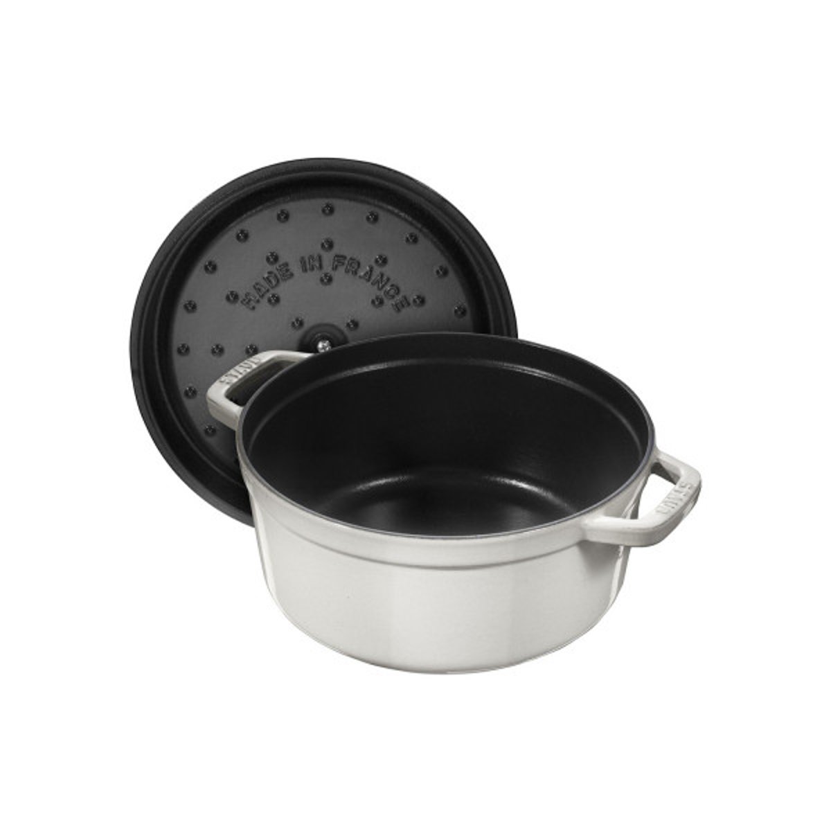 Cocotte ronde truffe blanche 22 cm blanc, STAUB