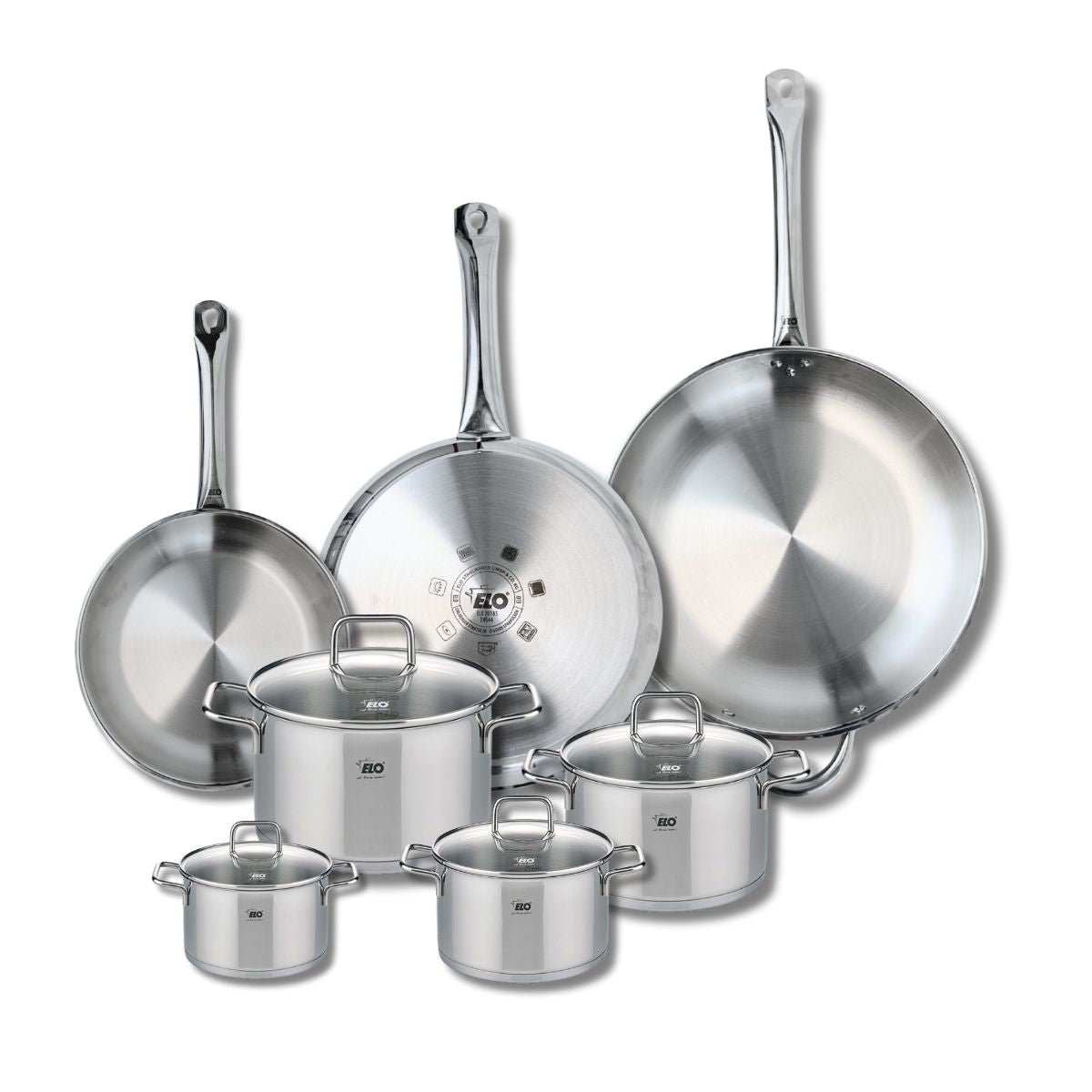 3 poêles 24/28/32cm + 4 faitouts 12/14/16/20cm PROFI CITRIN gris, ELO