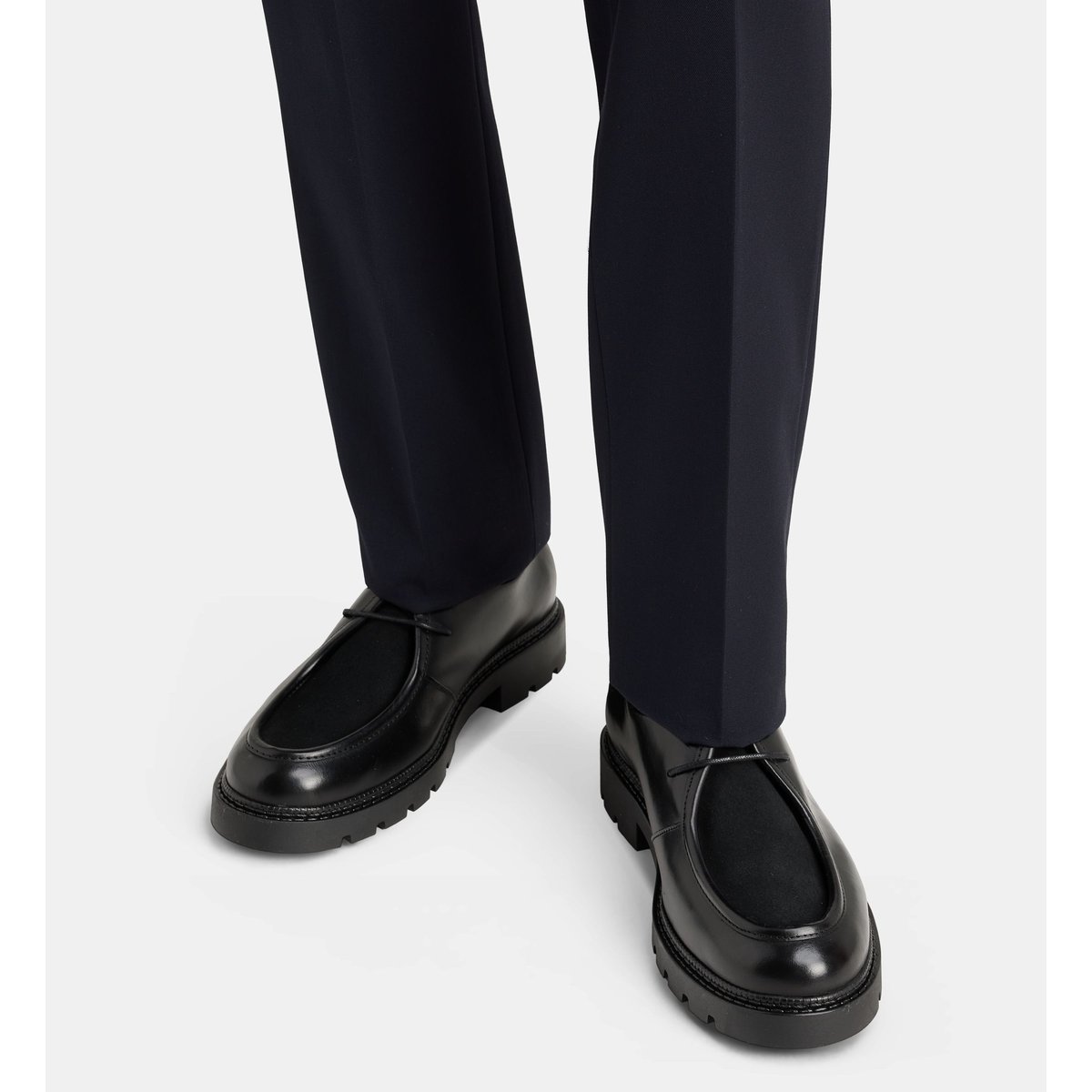 Derbies bi matières octave bout chasse cuir noir, COMPTOIR GL