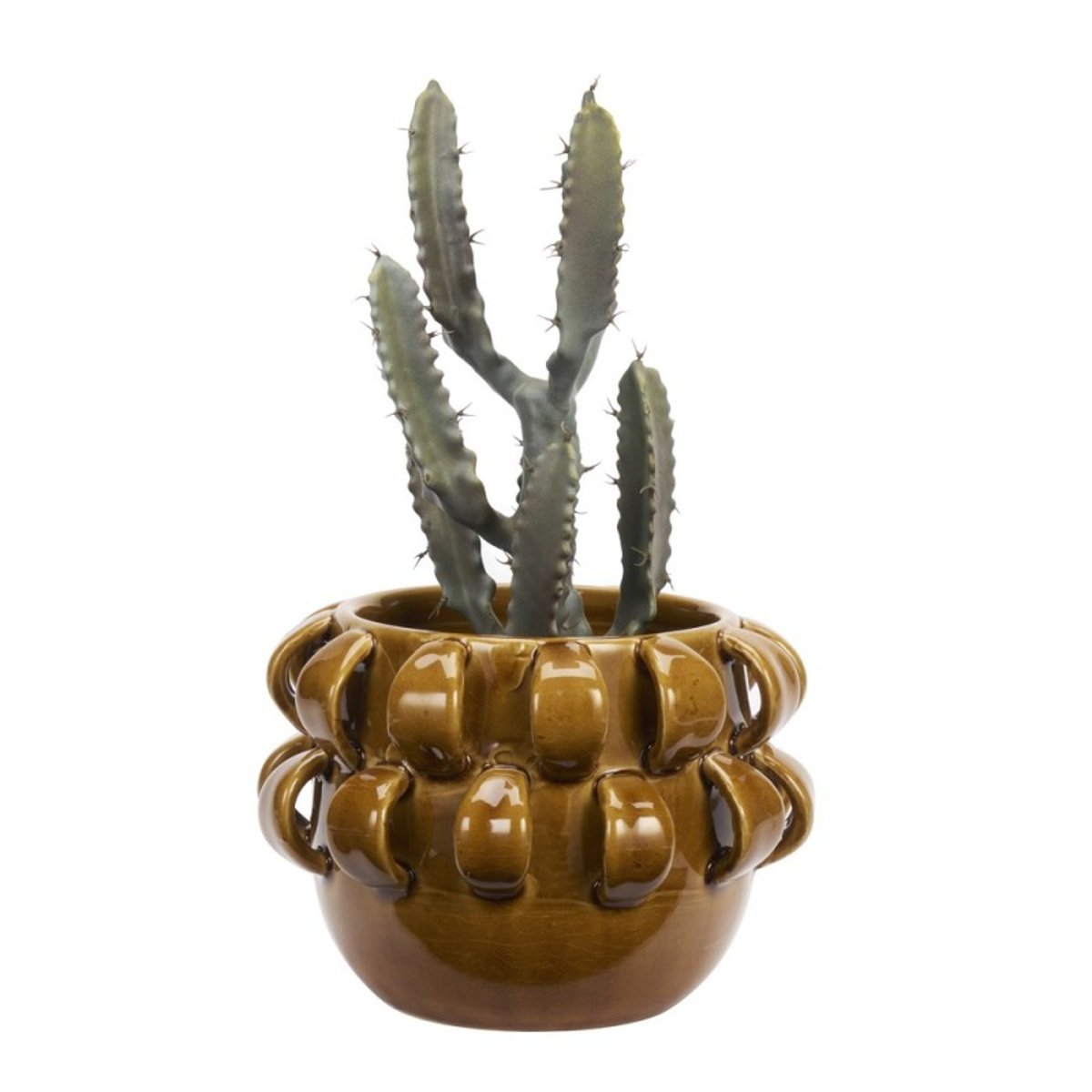 Cache-pot décoratif grès jaune moutarde, MADAM STOLTZ
