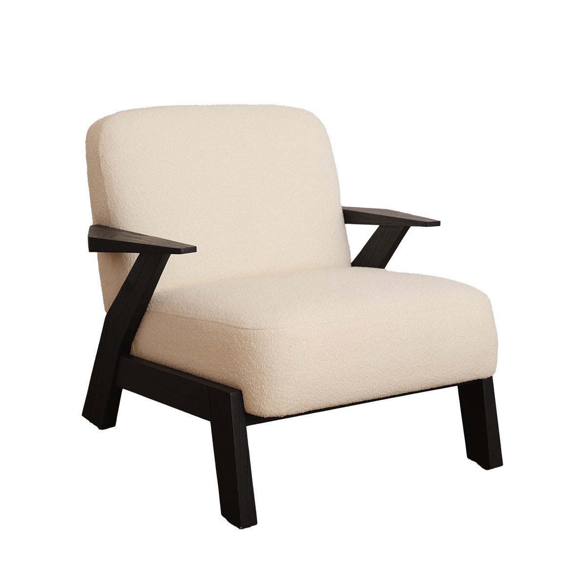 Fauteuil en mindi massif et tissu bouclette ZOLA crème, BERAH GETAH