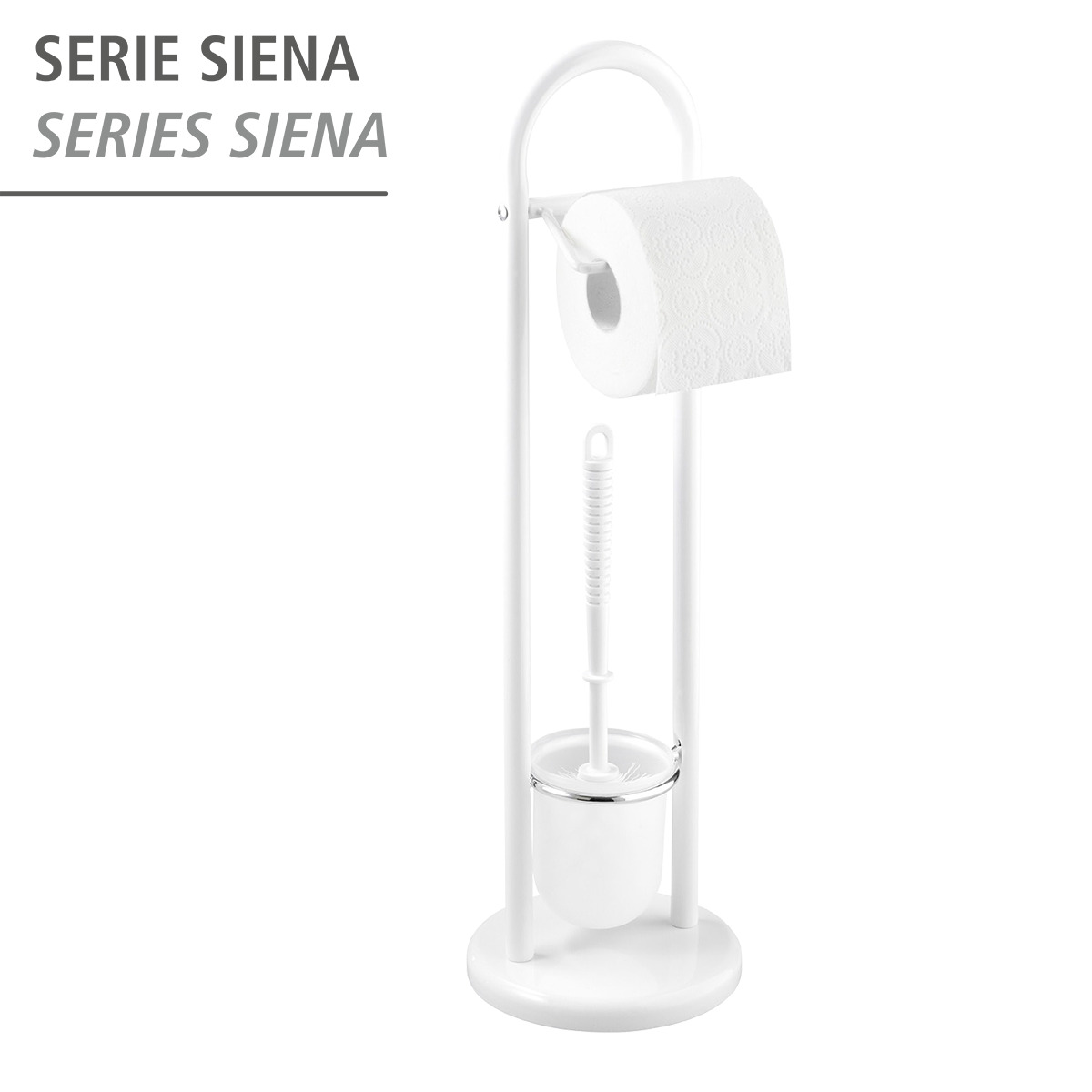 Serviteur WC porte papier et brosse WC SIENA blanc, WENKO