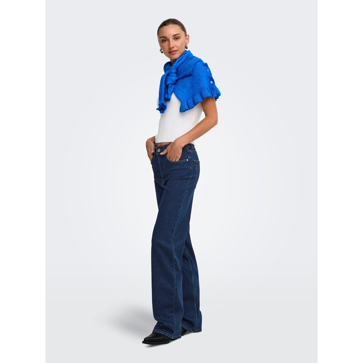 Jean À Jambe Large dark blue denim, ONLY