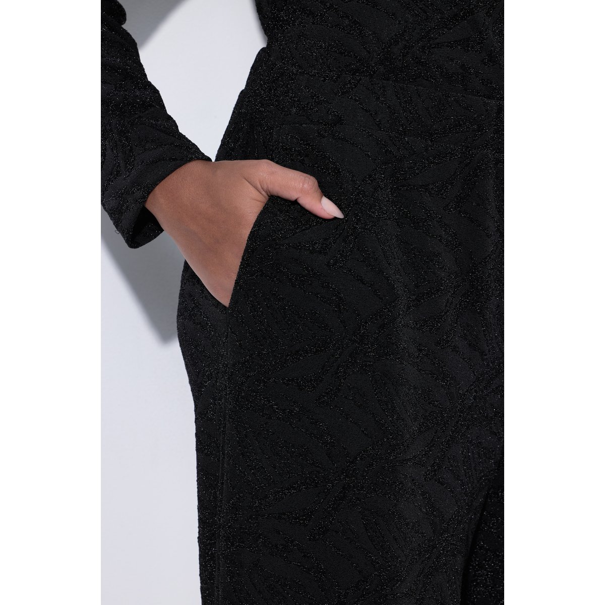 Pantalon jacquard à jambe droite et ceinture noir, ULLA POPKEN