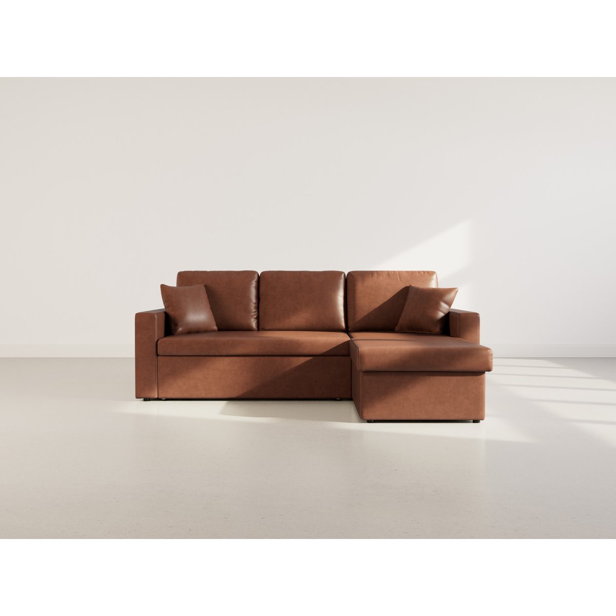 Canapé d'angle convertible en simili 4pl, CYRUS cognac, BEST MOBILIER