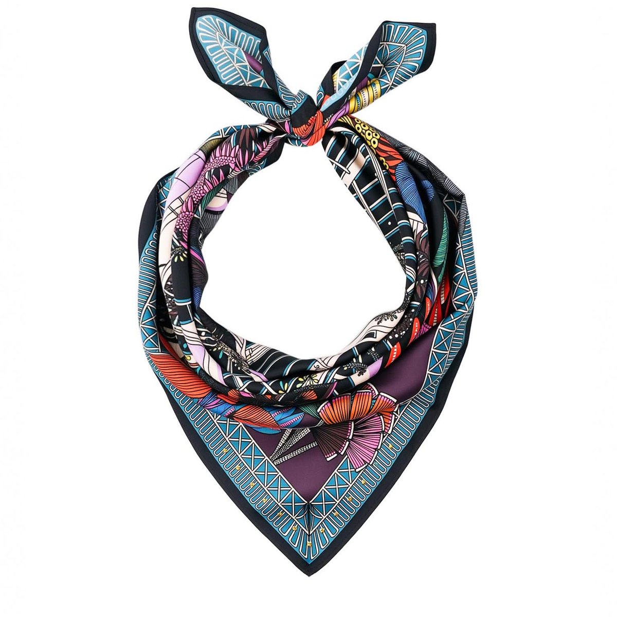 Mini Foulard à motifs JARDIN D'HIVER noir, WILD