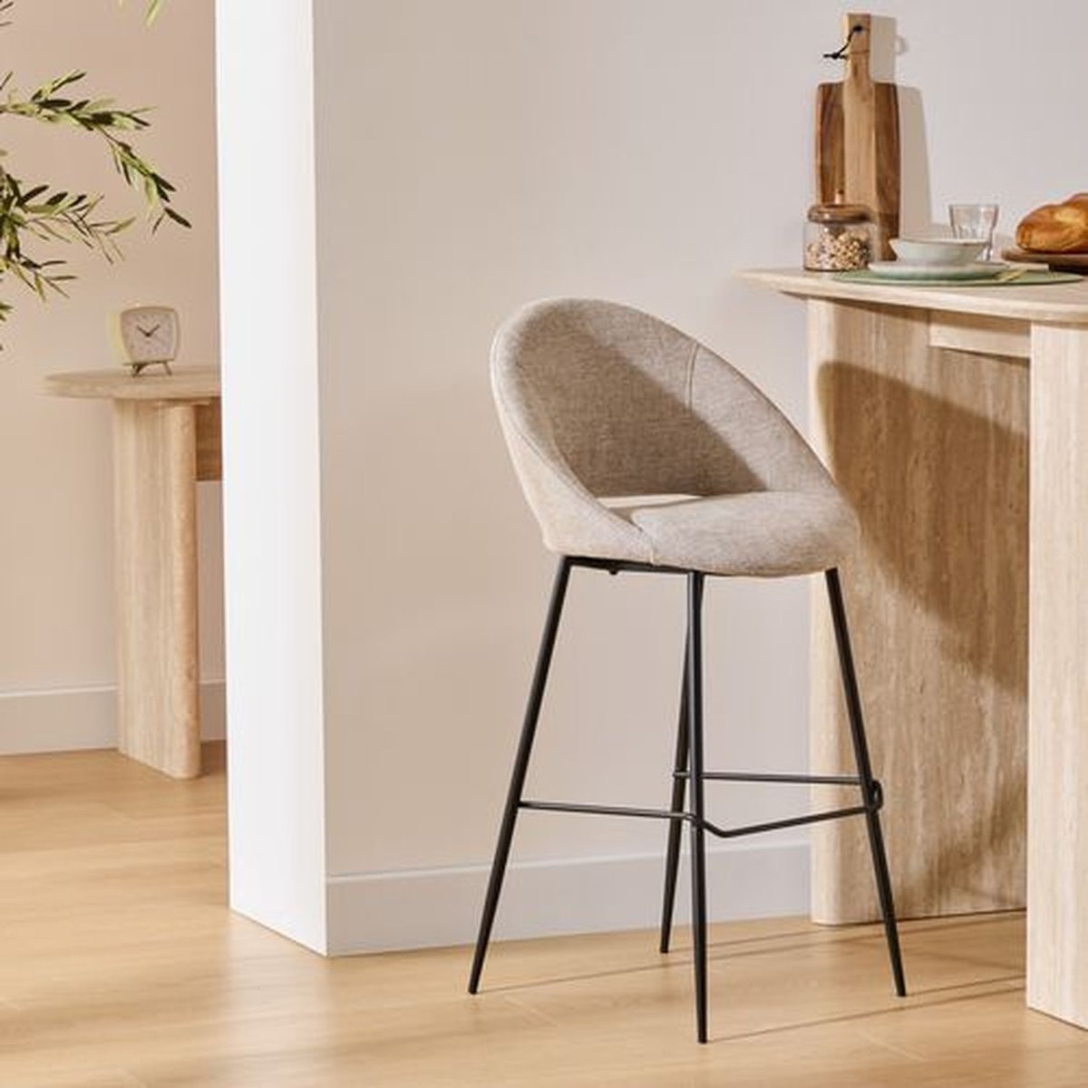 Lot de 2 tabourets de bar AMAGO beige, TOILINUX