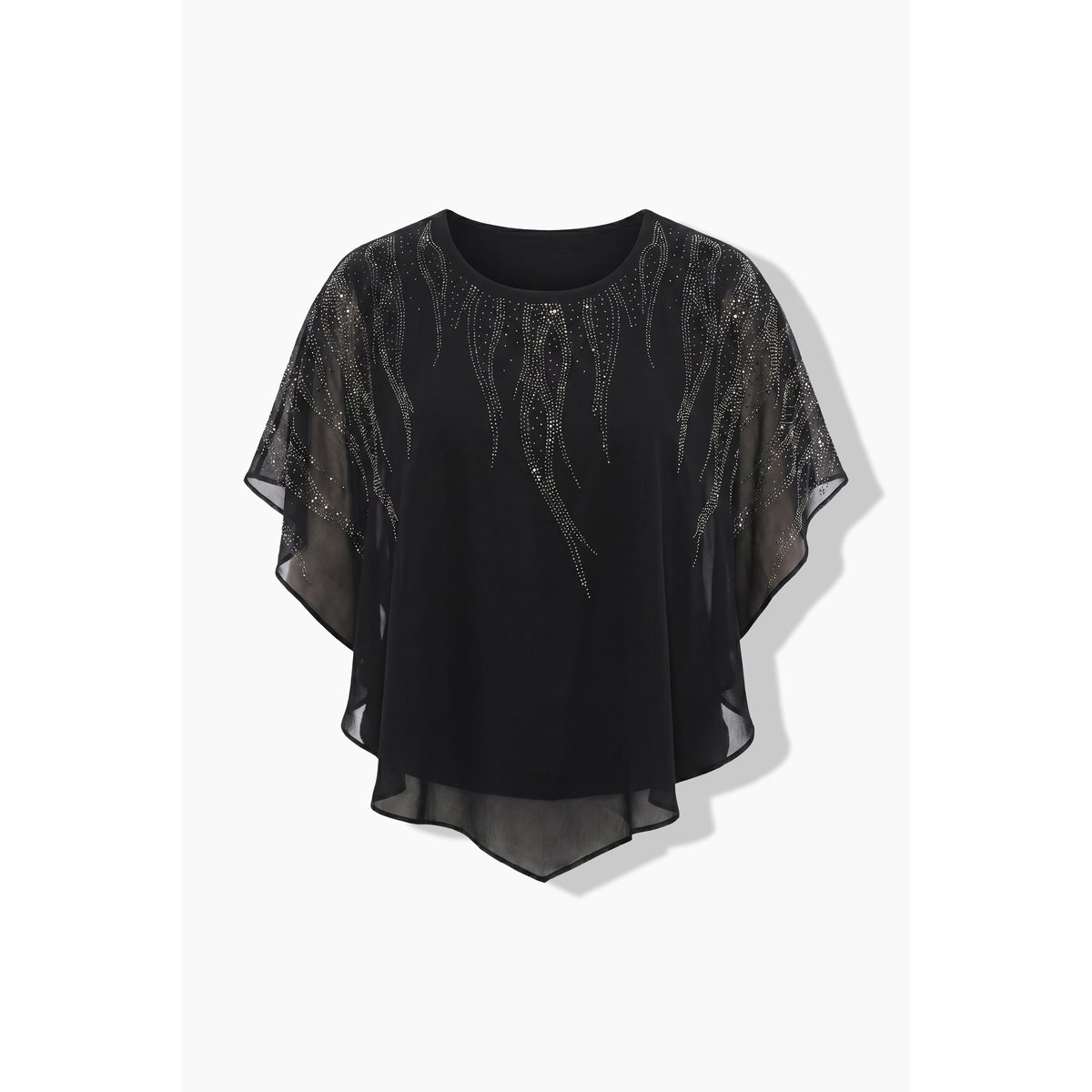 Blouse en mousseline doublée noir, ULLA POPKEN
