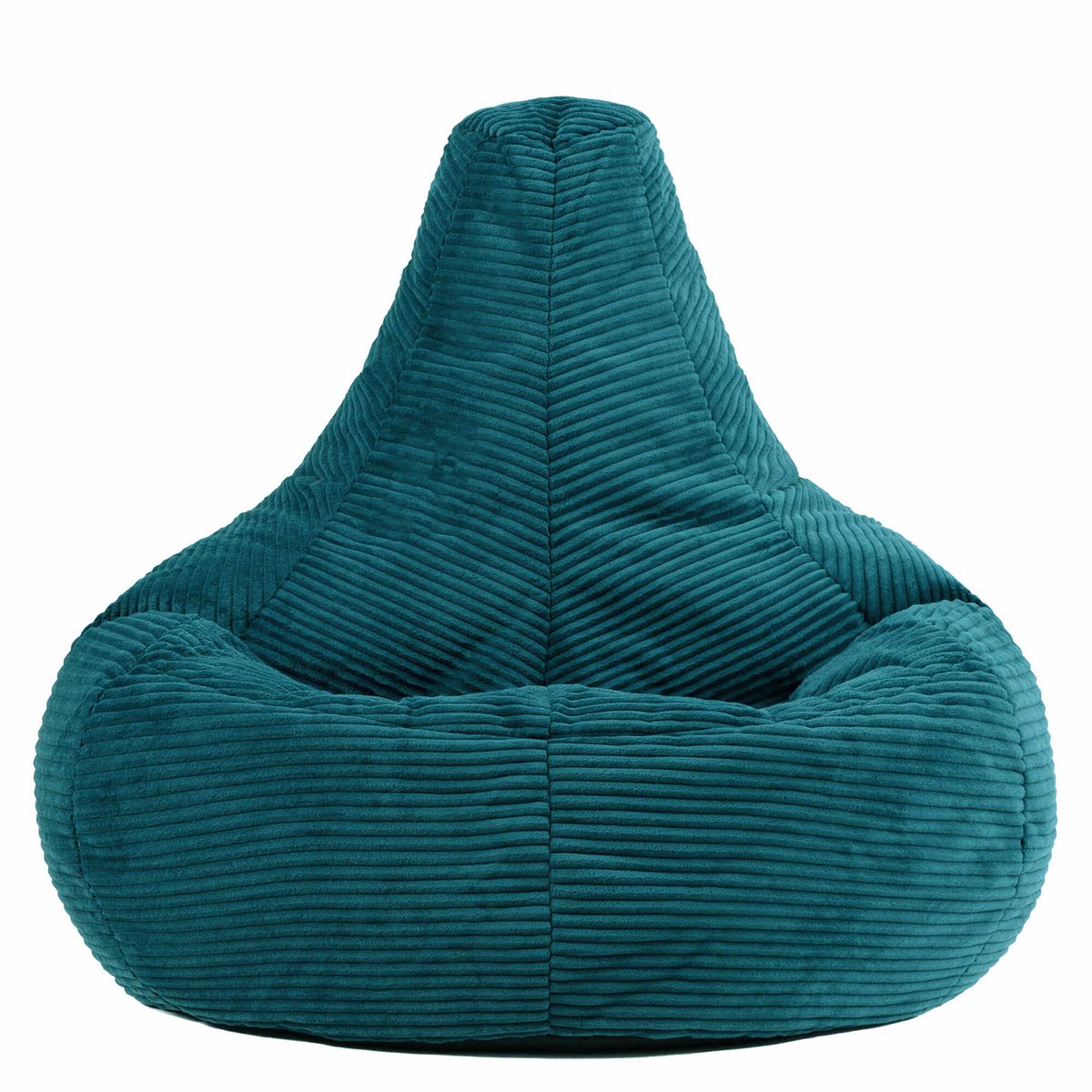 Pouf à dossier haut velours côtelé Oeko-Tex® - DALTON bleu canard, ICON