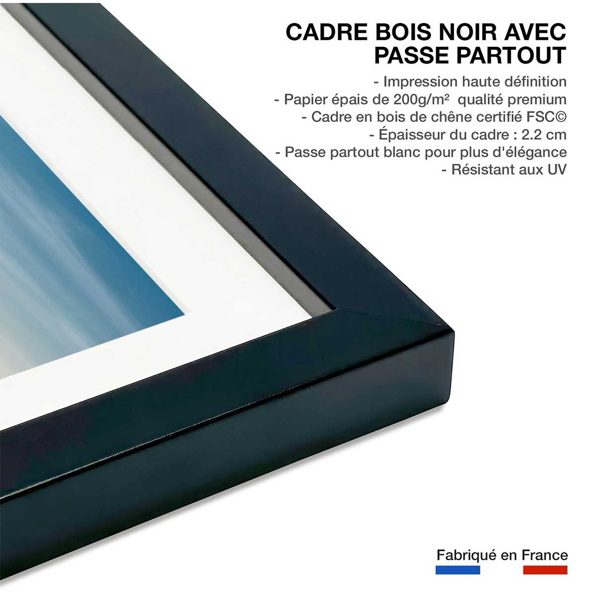 Affiche america south beach affiche + cadre en bois - noir, HEXOA