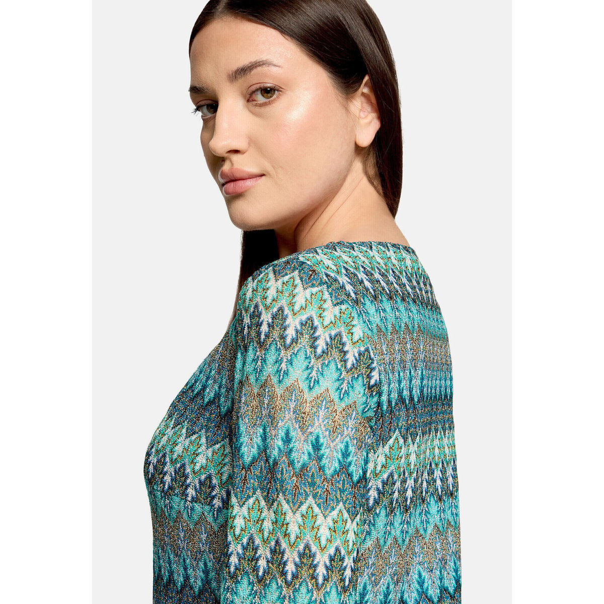 Robe droite à manches 3/4 bleu/vert, BETTY BARCLAY